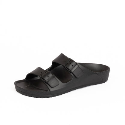 EVA Double Buckle Slippers - Black