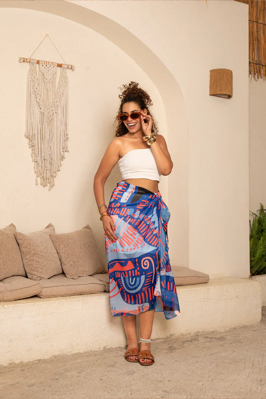 Sun and Sea Power Wrap Coverup - Multicolor