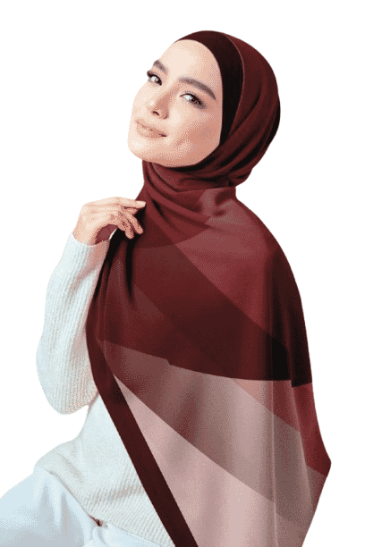 Plain Gradient Chiffon Crepe Veil - Burgundy