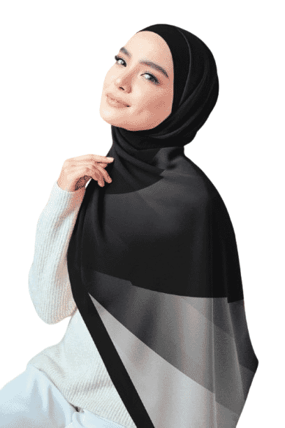 Plain Gradient Chiffon Crepe Veil - Black