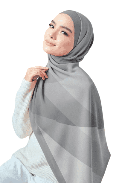 Plain Gradient Chiffon Crepe Veil - Gray