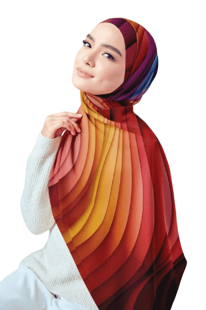 Printed Chiffon Crepe Veil -Multicolor