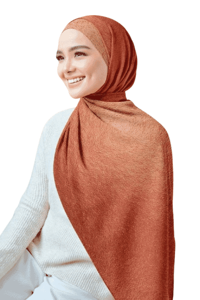 Plain Gradient Chiffon Crepe Veil - Orange