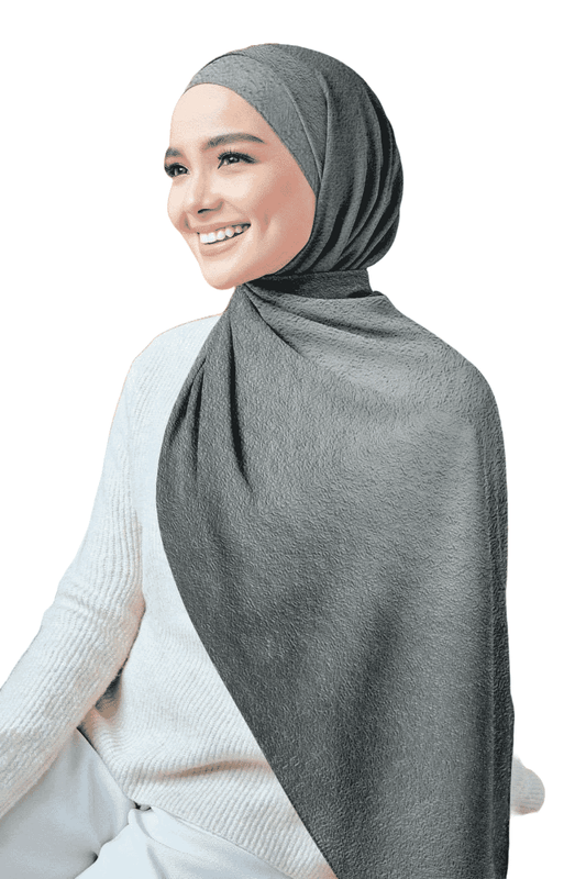 Plain Gradient Chiffon Crepe Veil - Gray