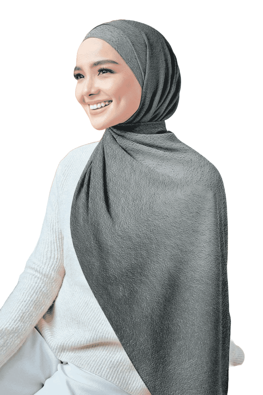 Plain Gradient Chiffon Crepe Veil - Gray