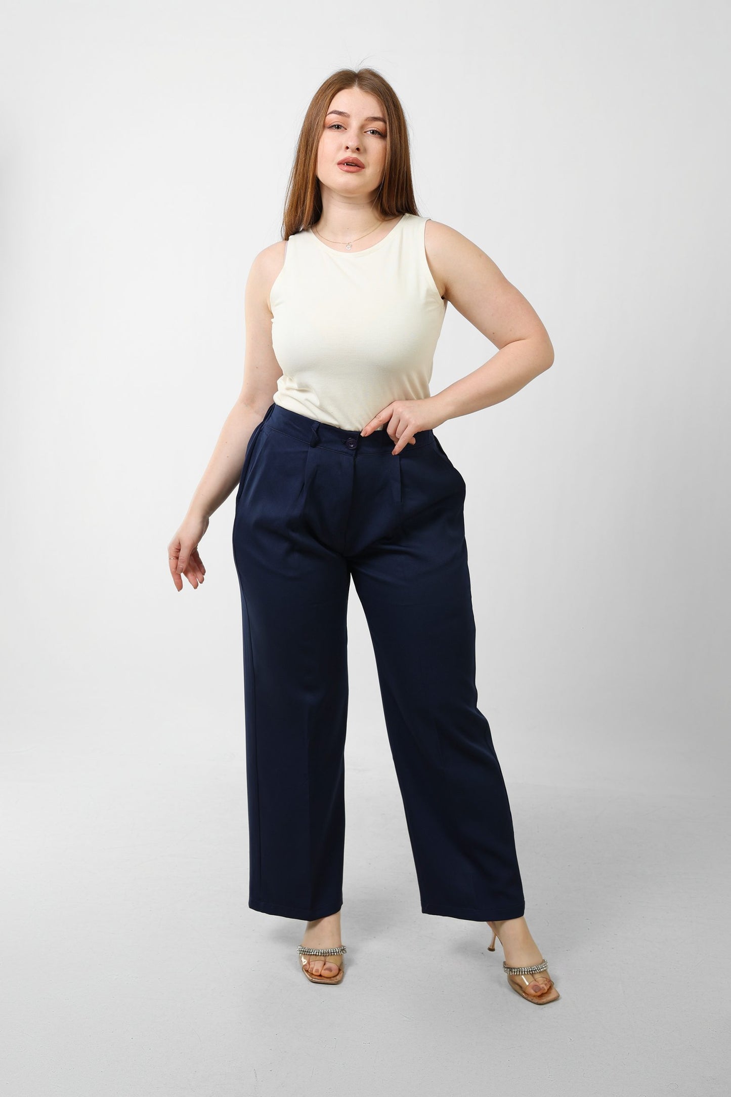 Loose Fit Trousers - Navy