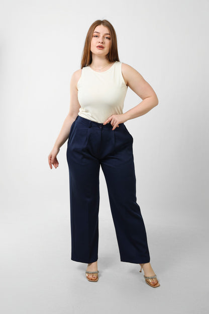 Loose Fit Trousers - Navy
