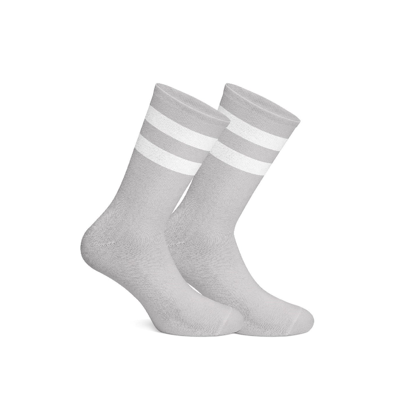 Cotton Basic Striped Crew Socks – Grey