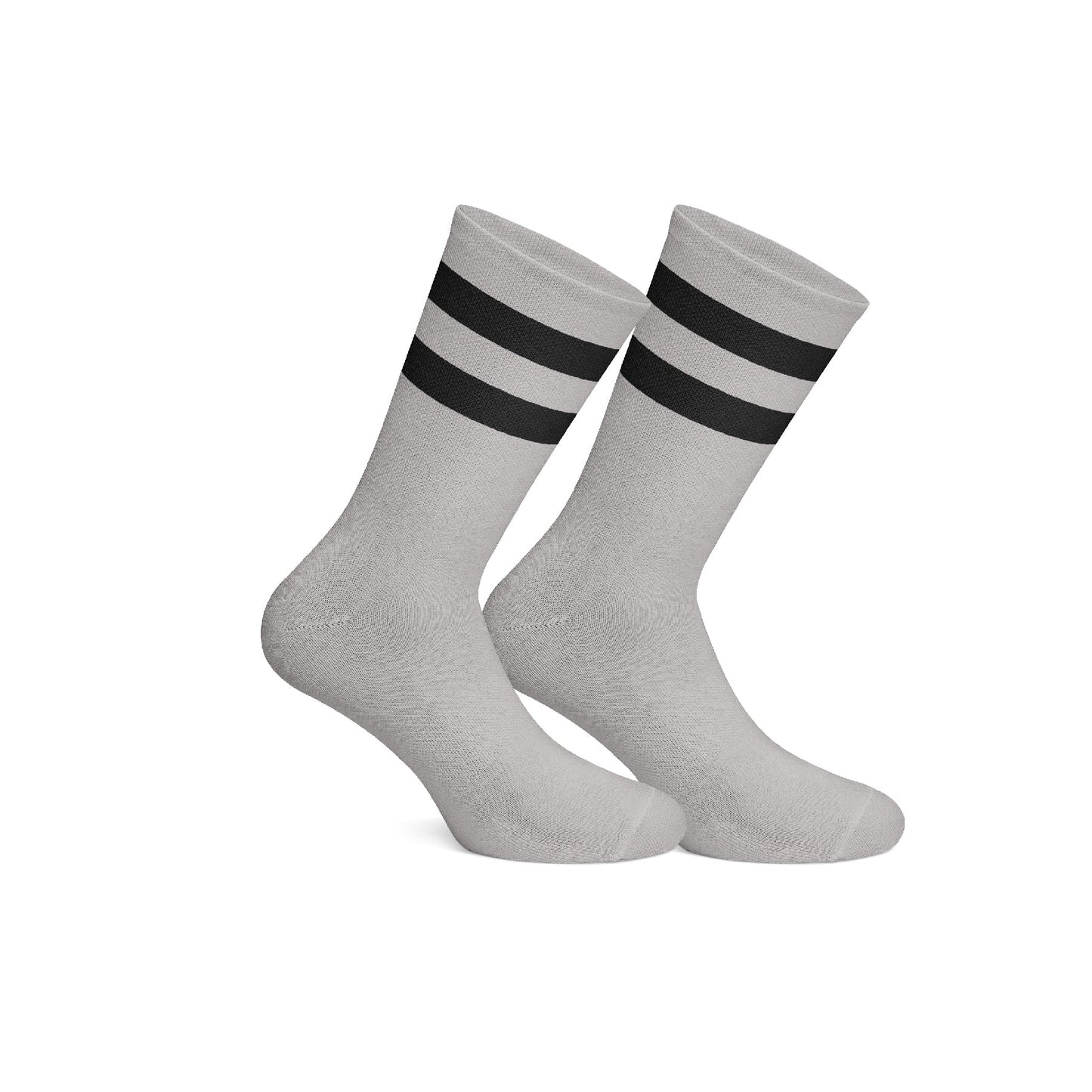 Cotton Basic Striped Crew Socks – Grey