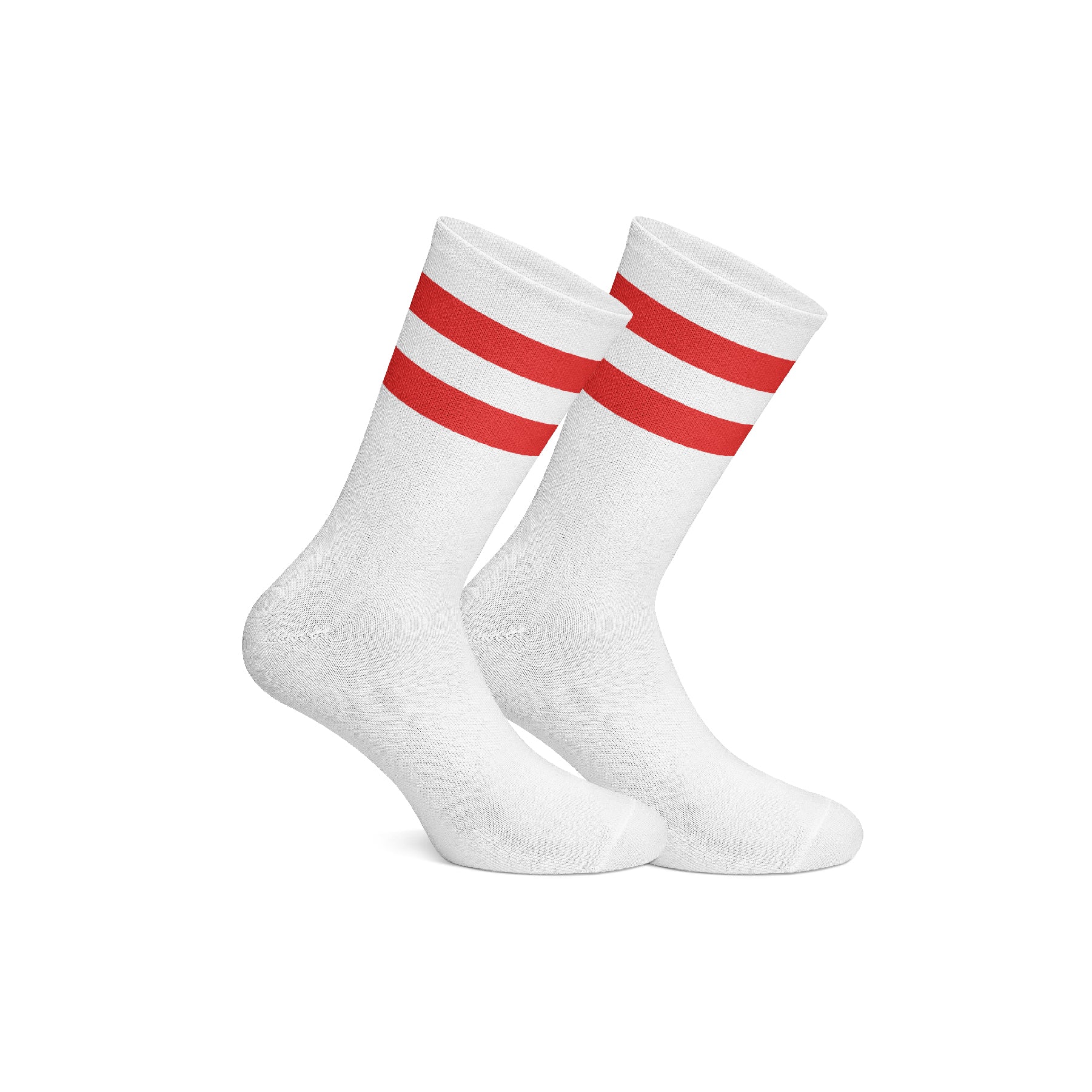 Cotton Basic Striped Crew Socks – White