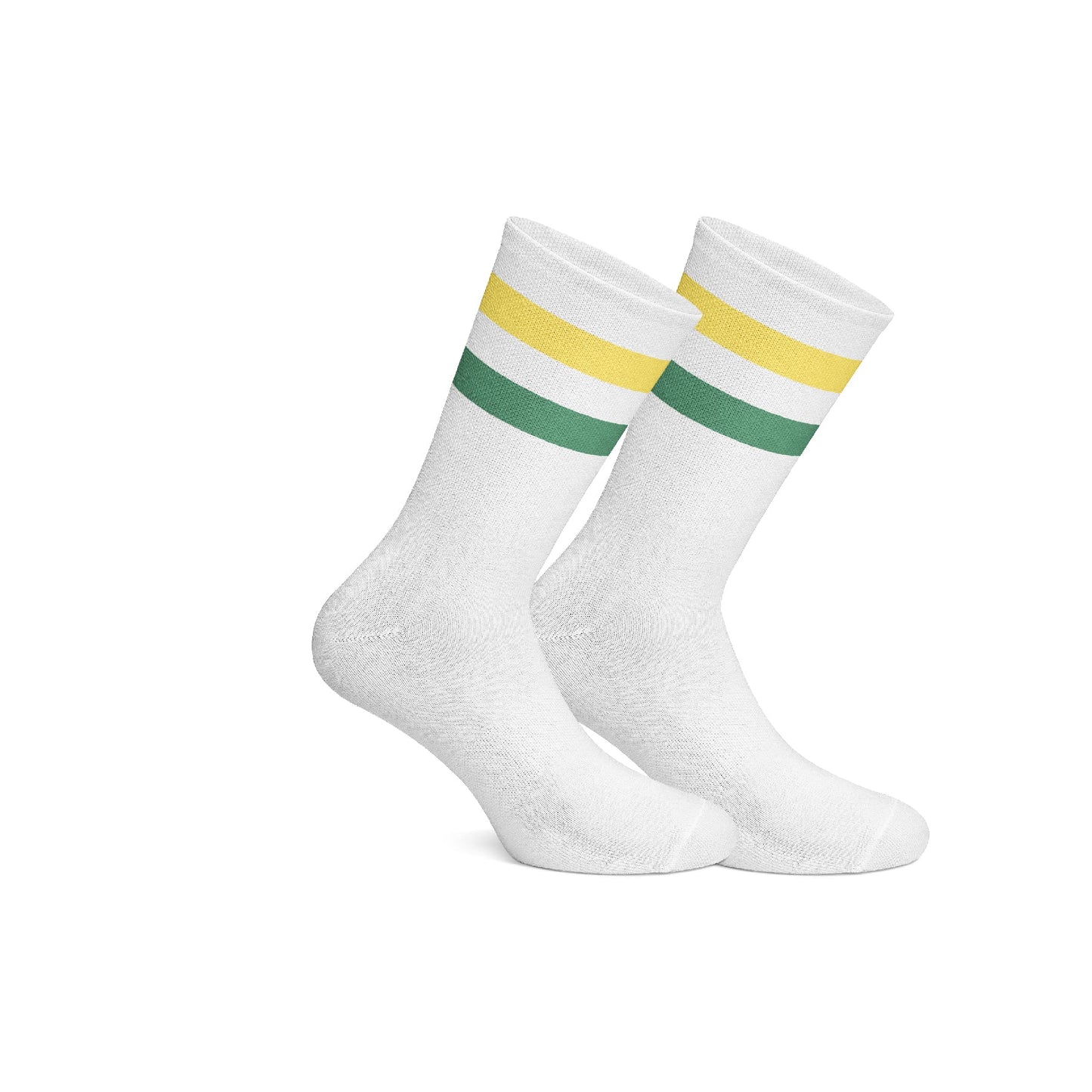 Cotton Basic Striped Crew Socks – White