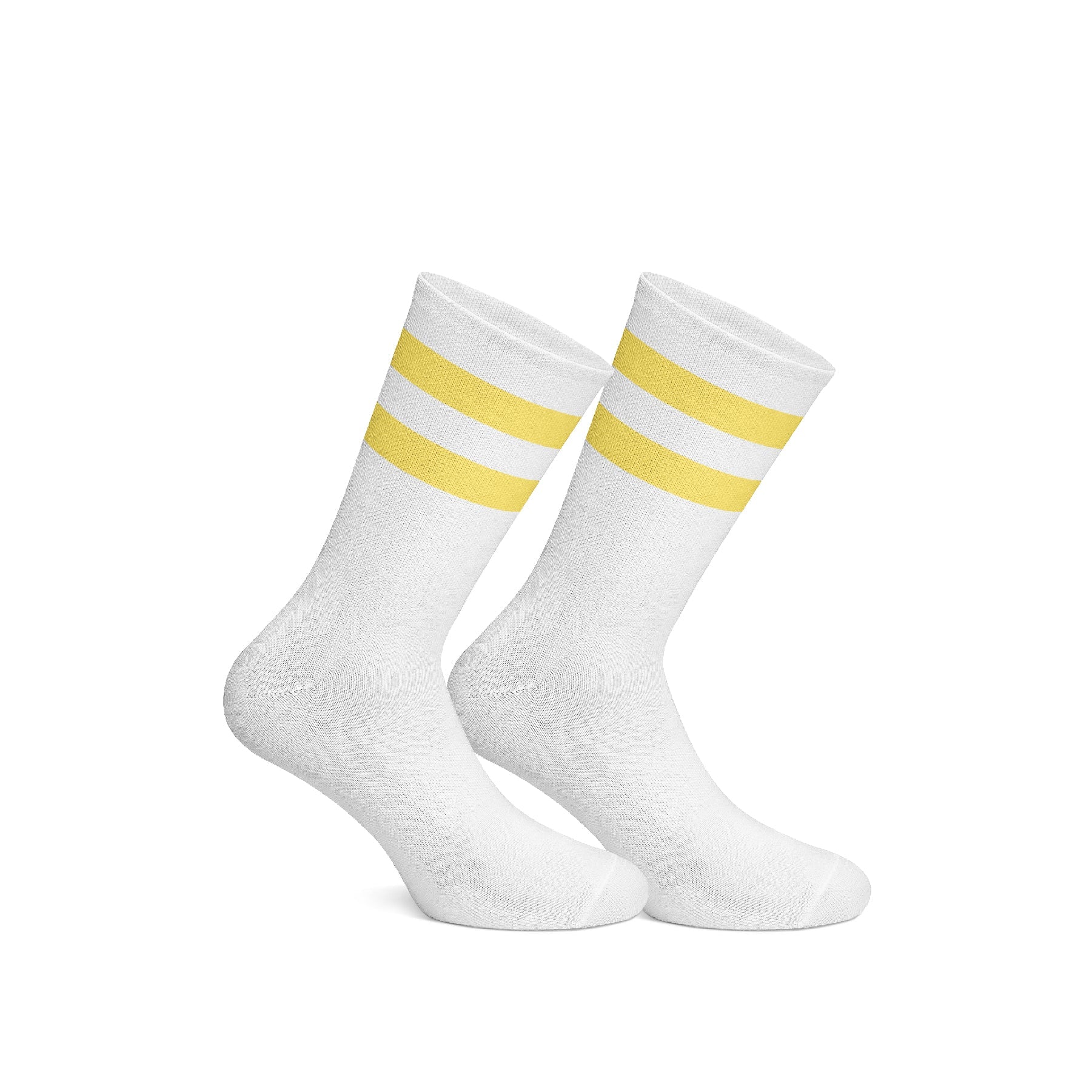 Cotton Basic Striped Crew Socks – White