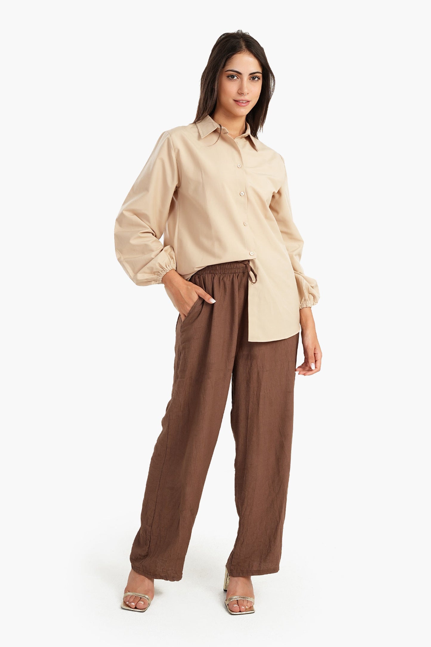 Poplin Shirt with Elastic Cuffs