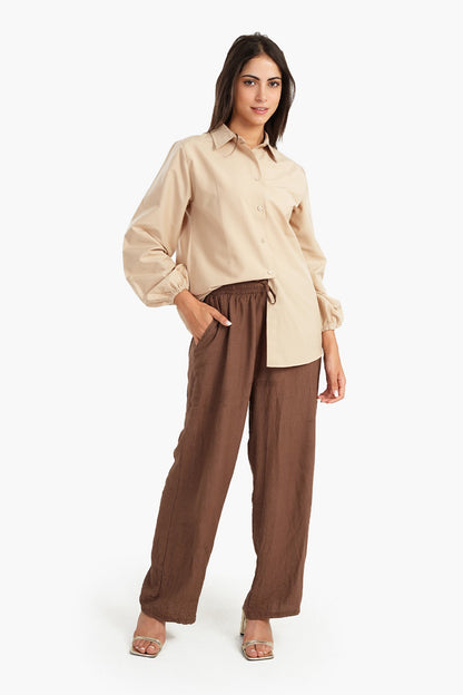 Poplin Shirt with Elastic Cuffs