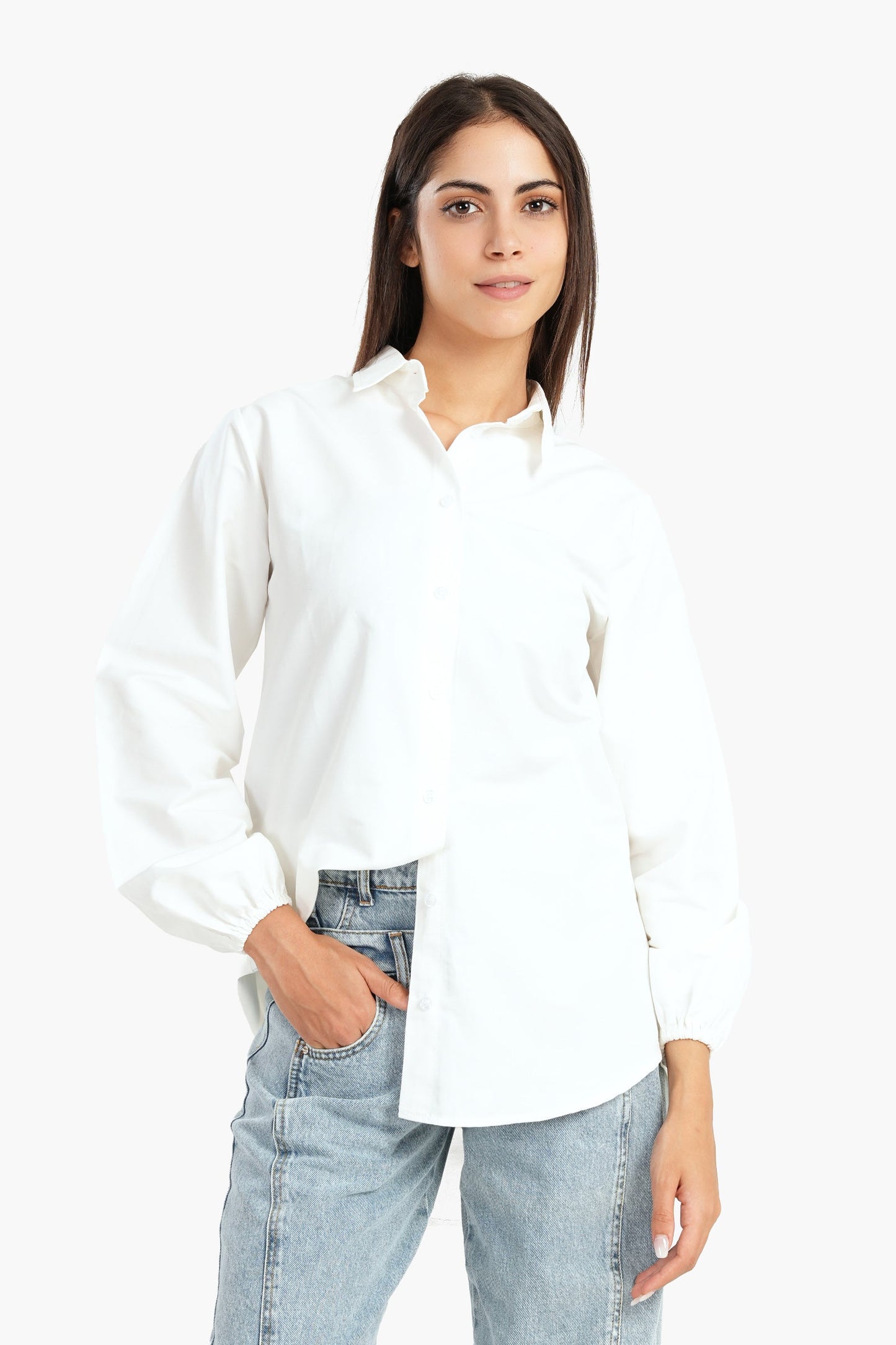 Poplin Shirt with Elastic Cuffs