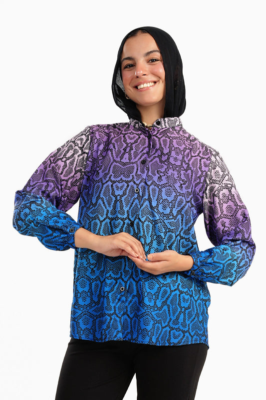 Blouse with Long Puffy Sleeves