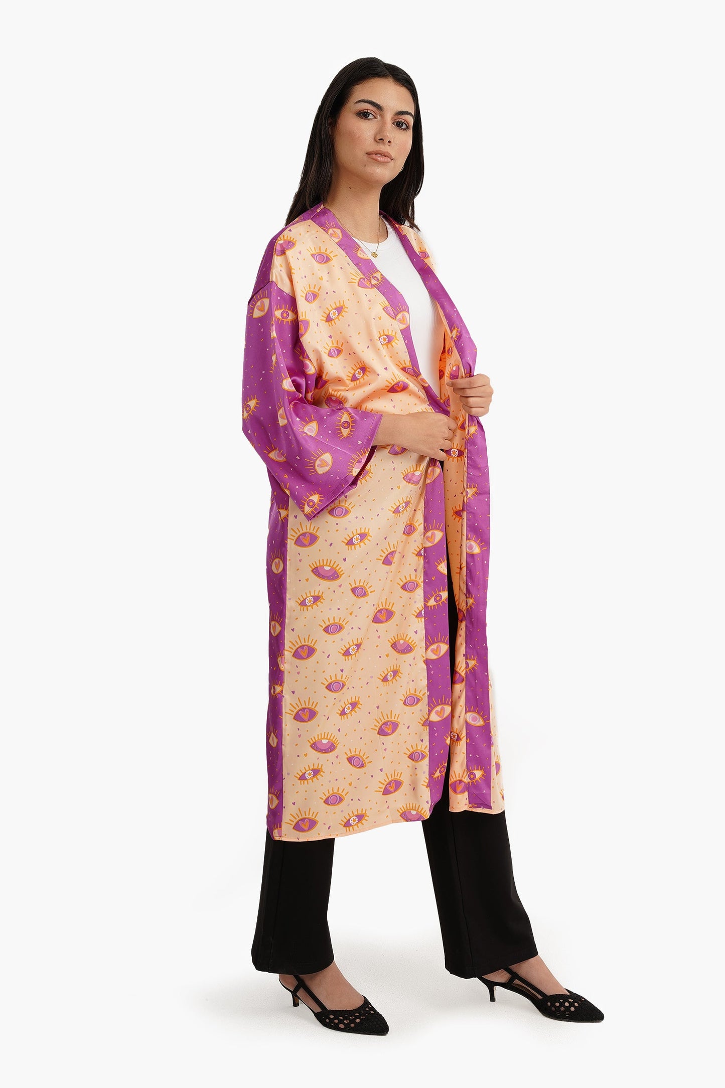 Color Block Satin Kimono