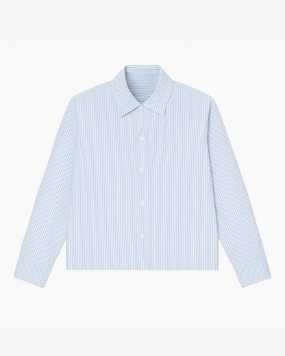 Striped Button-Up Shirt – Light Blue