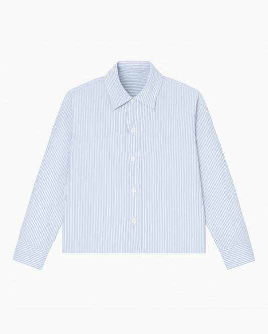 Striped Button-Up Shirt – Light Blue