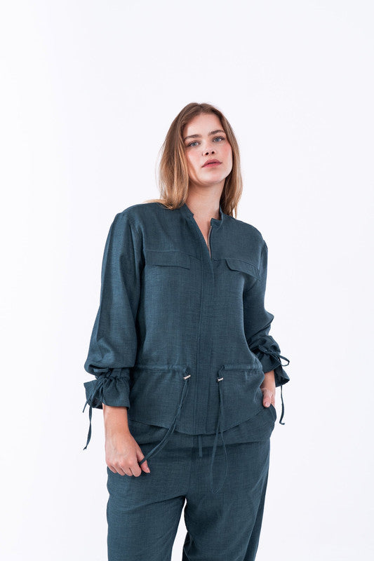 Relaxed Katan Chemise – Deep Sea Green