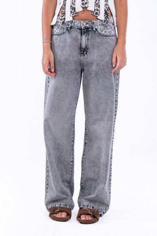 Wide Leg Relaxed Jeans – Washed Gray