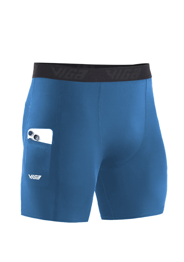 Polyester-Spandex Compression Shorts with Side Pocket