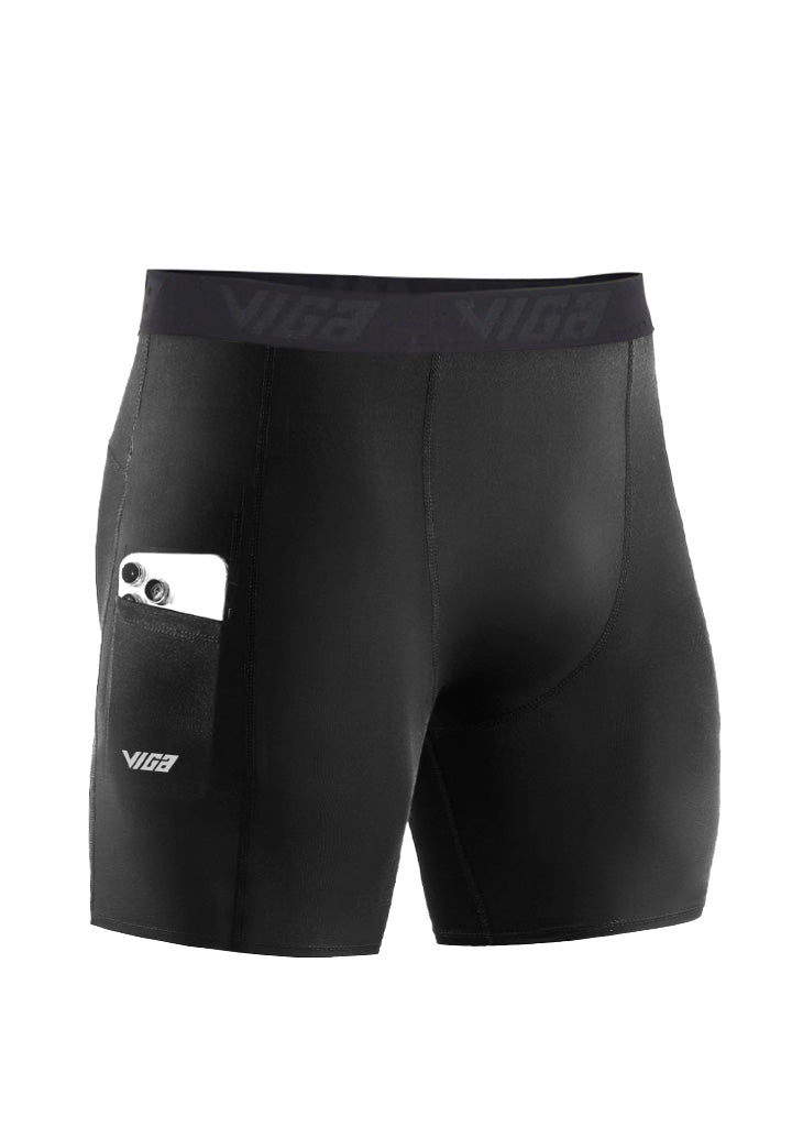 Polyester-Spandex Compression Shorts with Side Pocket