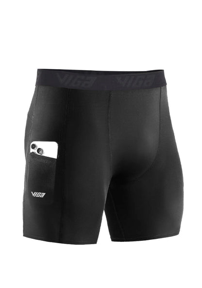 Polyester-Spandex Compression Shorts with Side Pocket