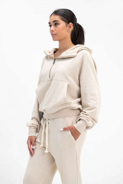 Melton Sweatshirt Quarter-Zip - Latte