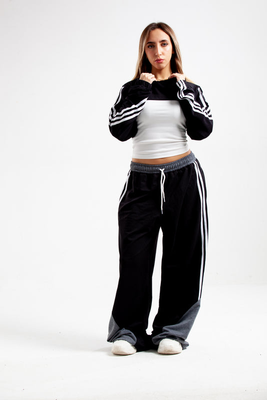 Crop Hoodie Suite-Black&White