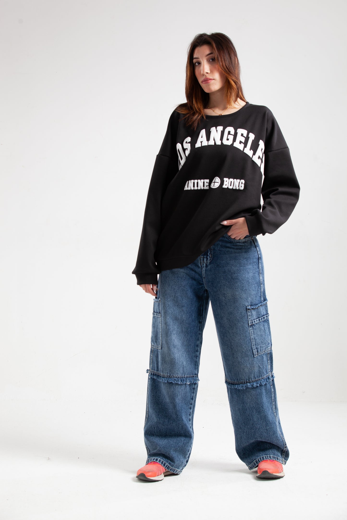 Melton Cotton 3D Print Sweatshirt – Black