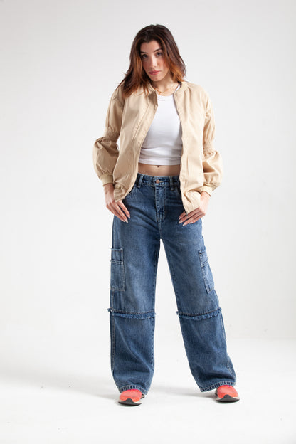 Melton Cotton 3D Print Jacket – Beige