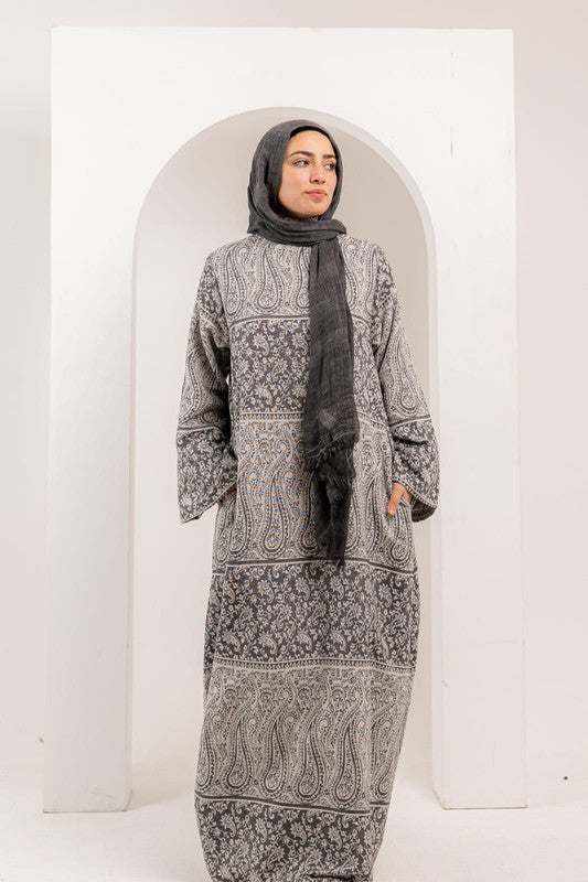 Cashmere Dress Flowy Lightweight Fabric – Gray