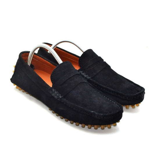 Suede Driver Loafers - Black