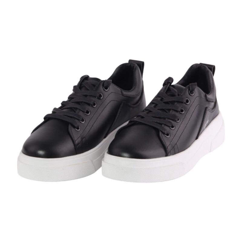 Plain Lace Up Genuine Leather Platform Sneakers