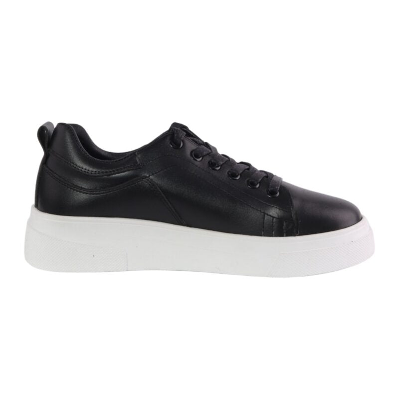 Plain Lace Up Genuine Leather Platform Sneakers