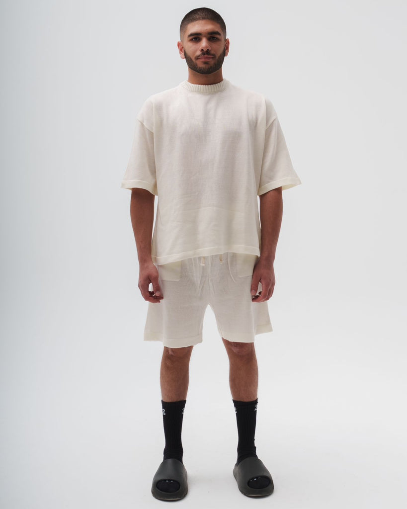 Knit Blend Lounge Shorts – White