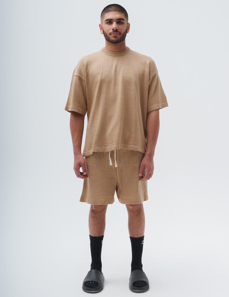 Knitted Fabric T-Shirt – Beige