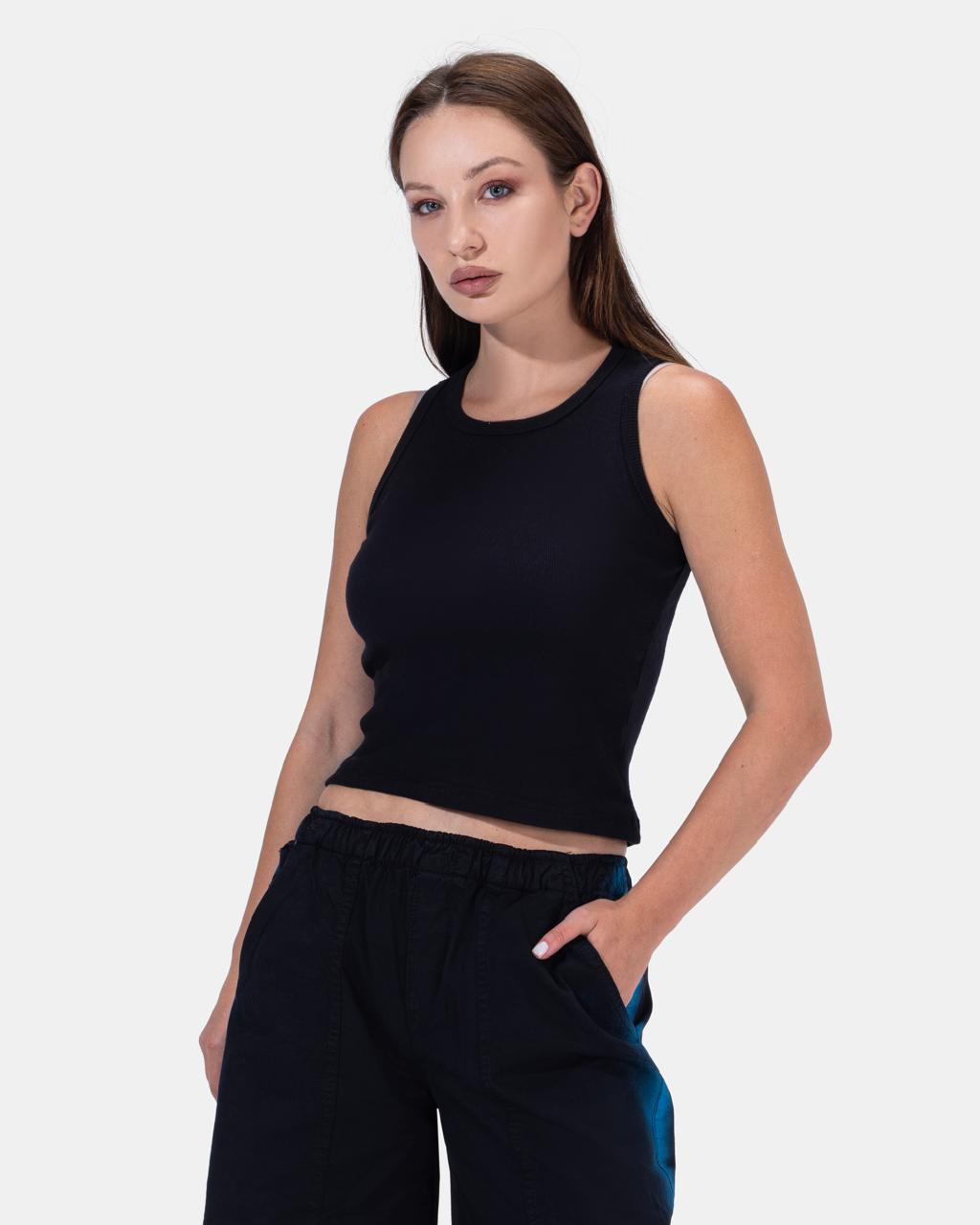 Cotton Sleeveless Tank Top – Black