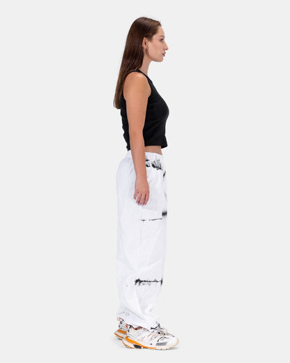 Parachute White Pants "With Front Black Lines"