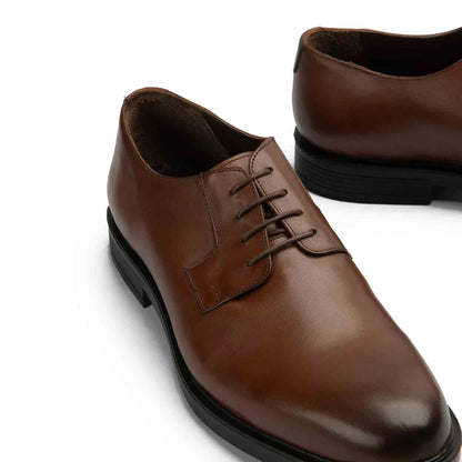 Classic Leather Derby Toe Shoes-Havana