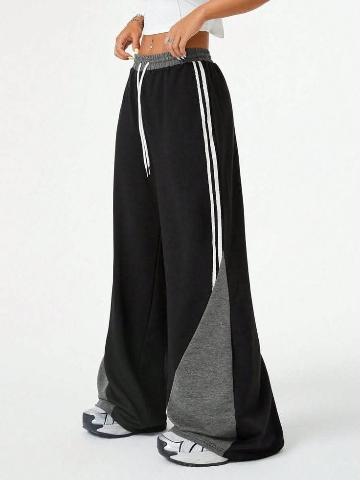 Fleece Wide-Leg Sweatpants - Black