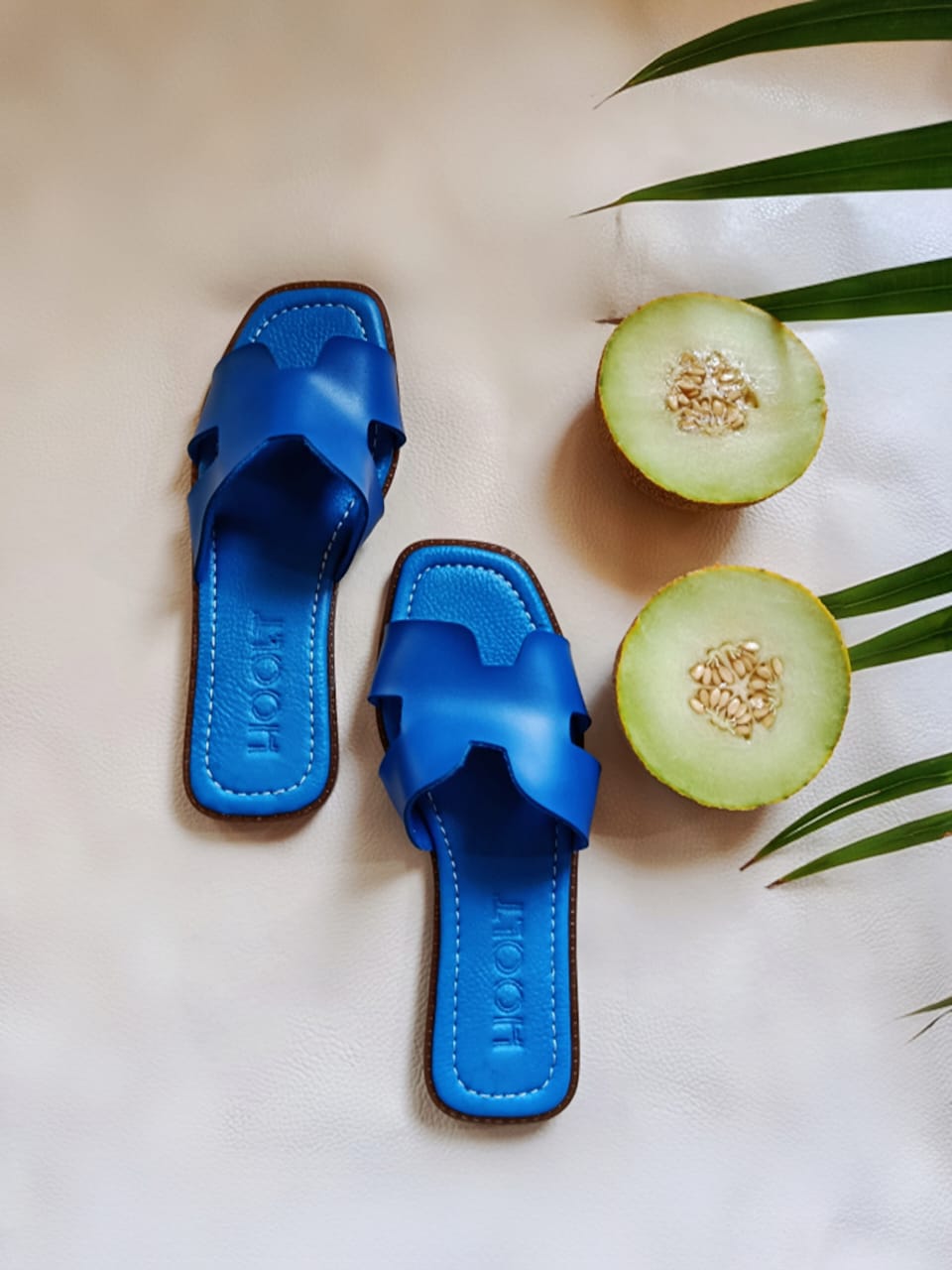 Leather H-Chic Slides Slipper - Blue