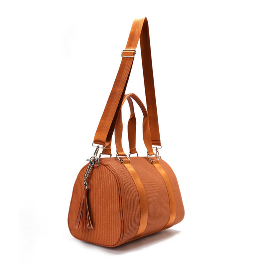 Synthetic Duffel Shoulder Bag - Brown
