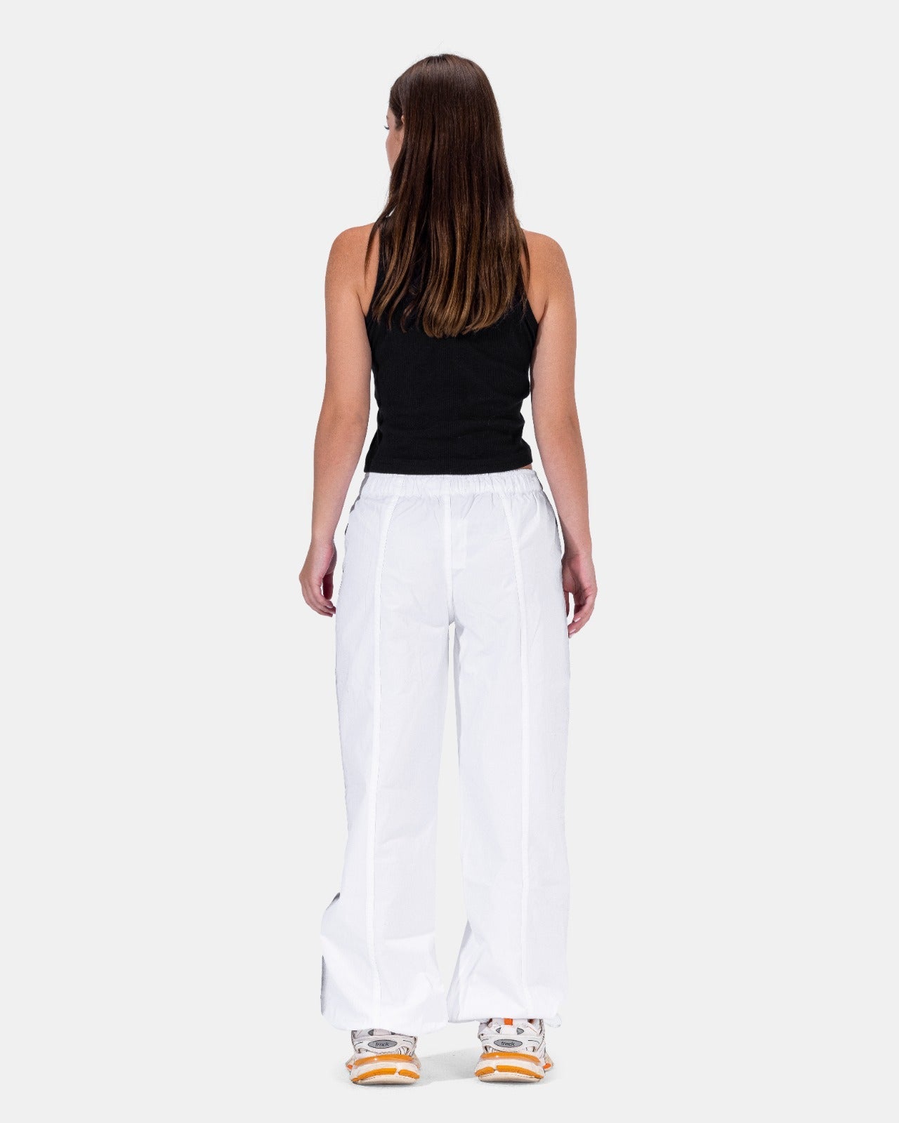 Parachute Pants In White "Black Lines"