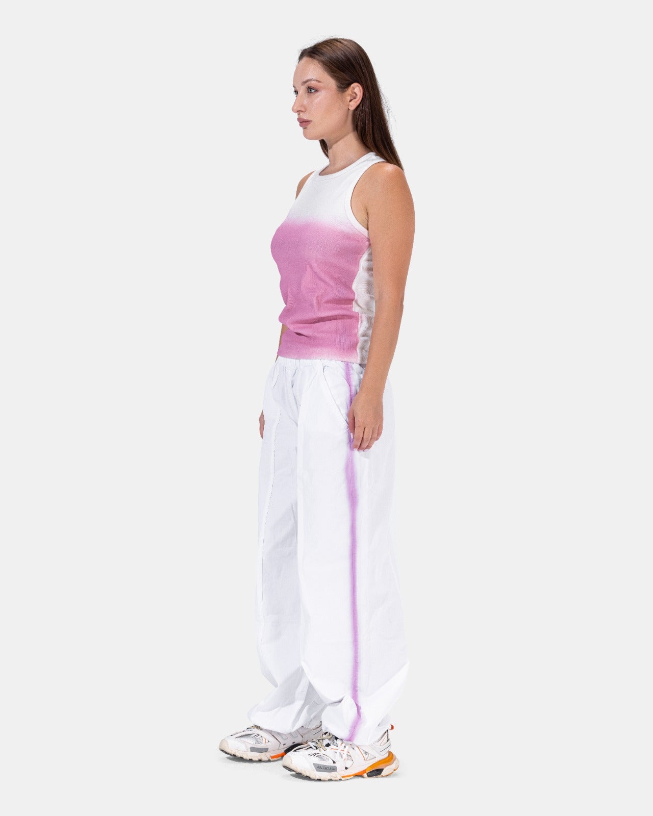 Parachute White Pants "With Pink Lines"