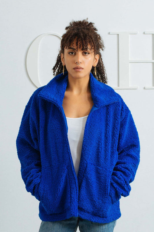 Teddy Fur Jacket - Royal Blue