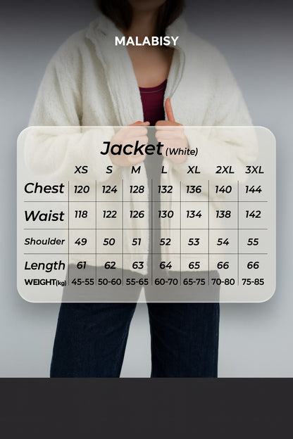 Teddy Fur Zip Jacket – White