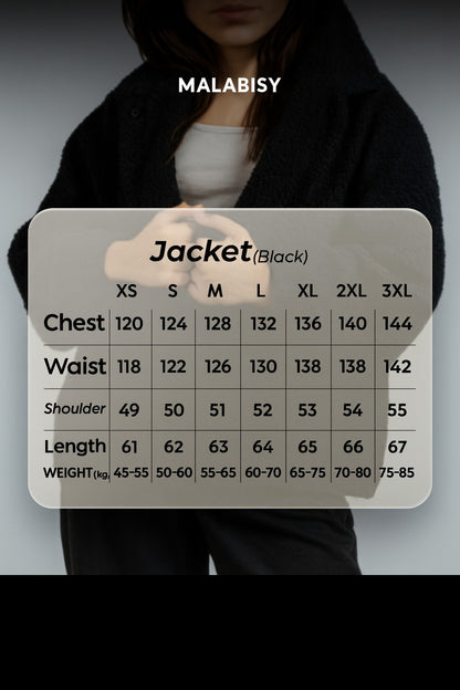 Teddy Fur Zip Jacket – Black