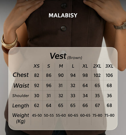 Suede Solid Button Vest – Brown